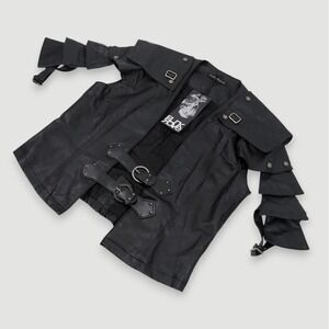 Punk Rave Y-632 Cool Military Leather Punk Jacket Mens Medium/Large Black Goth